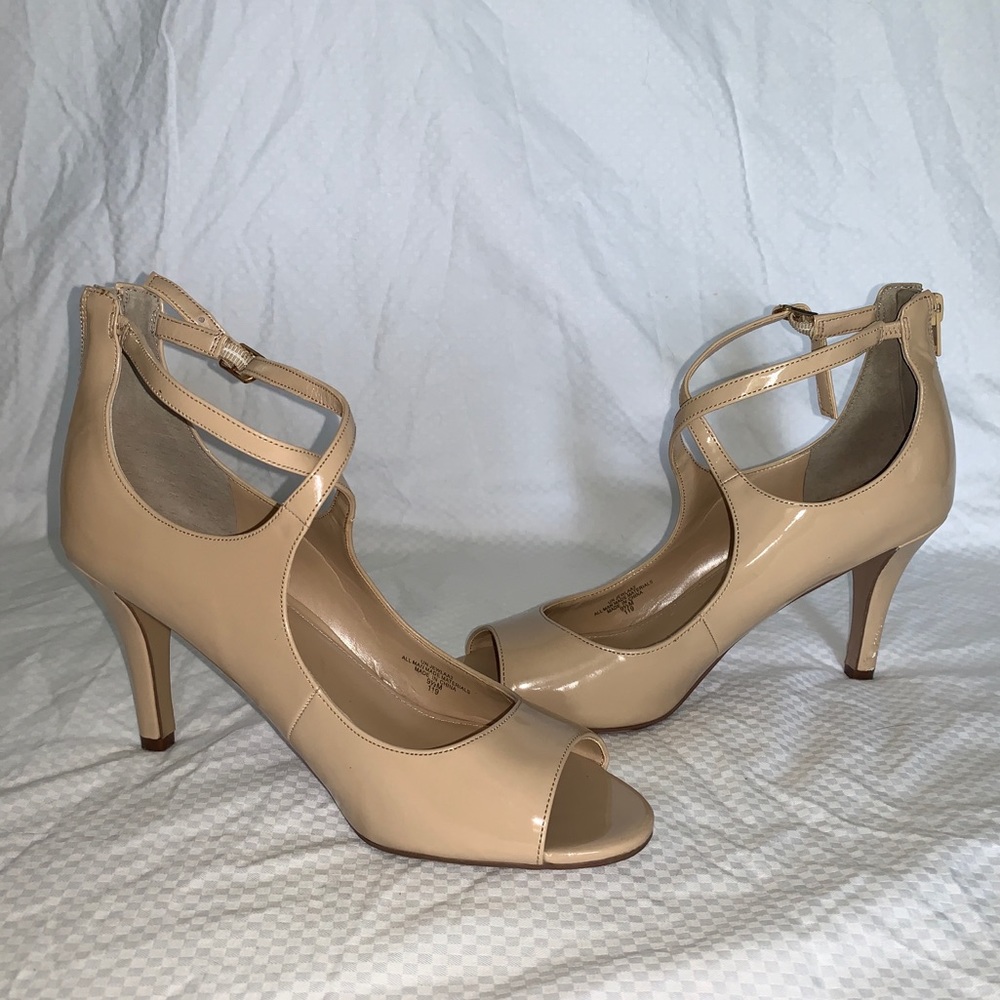 Nude strappy heels
